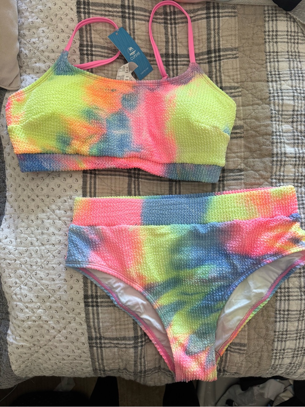 Cupshe Neon Tie-Dye Textured Two-Piece Bikini
